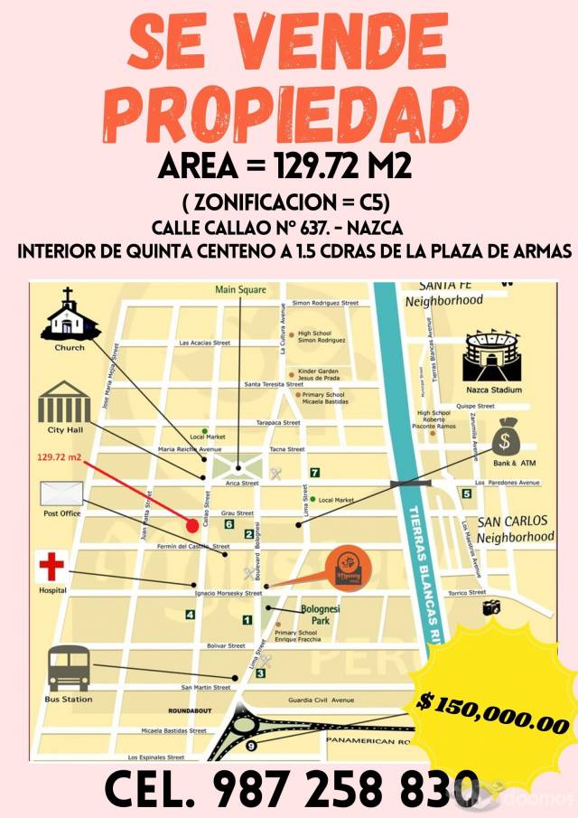 Venta de Propiedad - Centro de la ciudad - Nazca