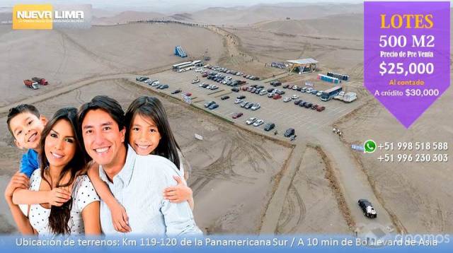 Terreno de 500 m2 en Pre-Venta en Asia - Cerro Azul, Lima