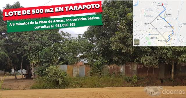 Terreno de 500 m2 a 9 minutos de Plaza de Armas de Tarapoto
